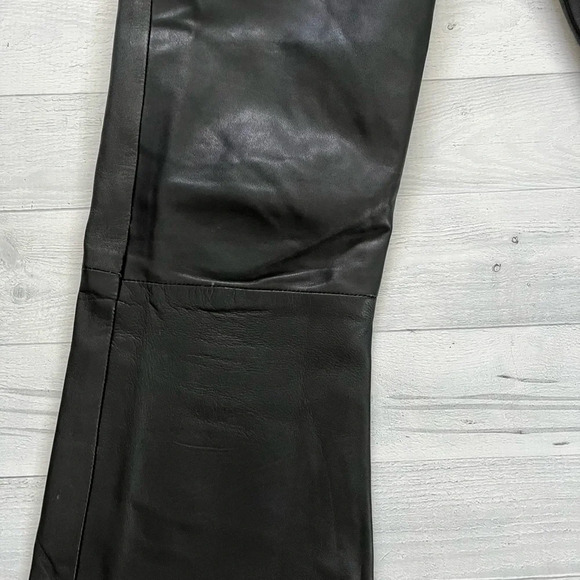Vintage Genuine Black Soft Lamb Leather Flare Pants Size S - Picture 5 of 9